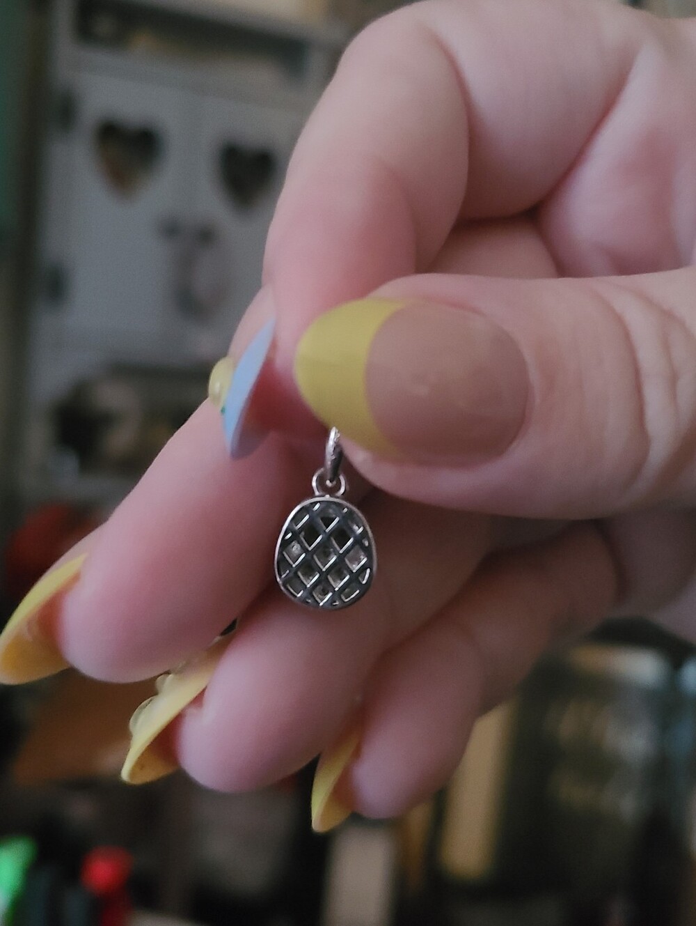 Sterling Silver Lab Emerald Gemstone Tamagotchi Charm - Picture 3 of 7